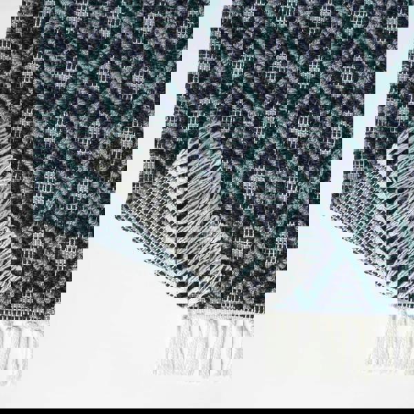 HOMESCAPES Tula Handwoven Teal & Navy Textured Rug