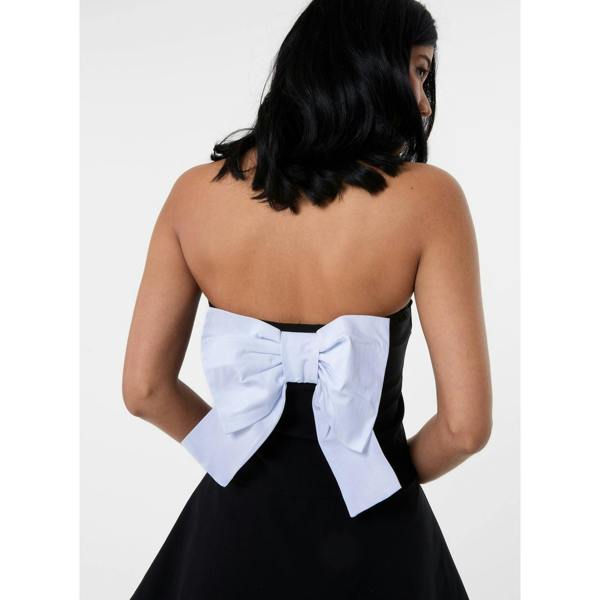 Pink Vanilla Bow Back Contrast Binding Bandeau Dress