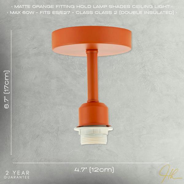 Traditional Matte Orange Ceiling Light Fitting to Hold Lamp Shades Image 7