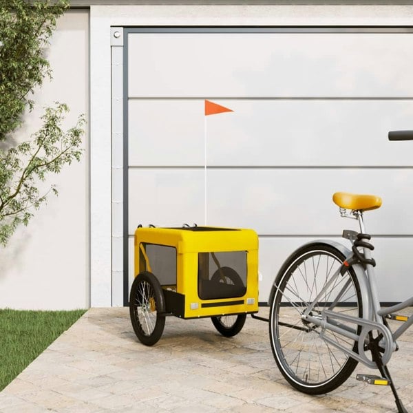 Berkfield Dog Bike Trailer Yellow and Black Oxford Fabric&Iron
