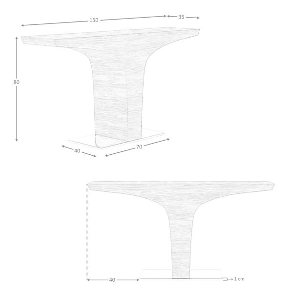 Angel Cerdá Rectangular Walnut Console With Chrome-plated Steel BASE 3030