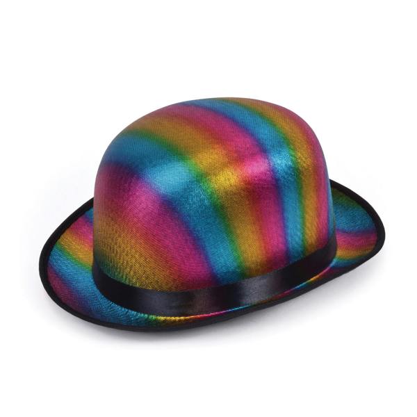 Bristol Novelty Unisex Adults Metallic Rainbow Bowler Hat - Multicoloured - 
