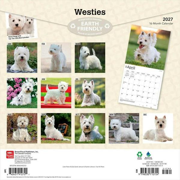 Westies Calendar 2027, Wall Calendars, Month To View, Dogs, Gift