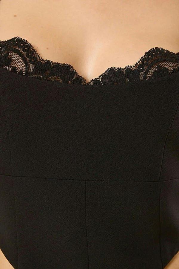 WOVCOR Crop Lace Detail Woven Elegant Bustier