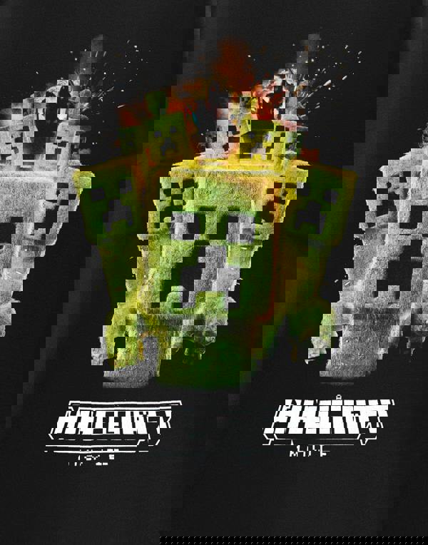 Minecraft Boys Black Photographic Creeper Short Sleeved T-Shirt