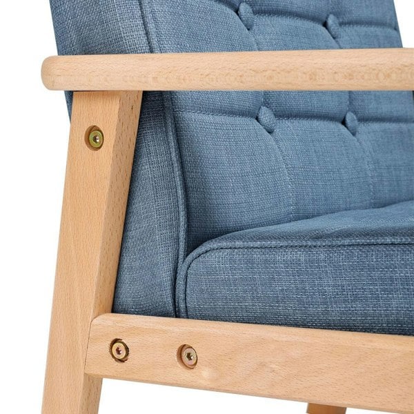 Blue MINI Single Children’s Sofa with Linen Fabric Upholstery Living and Home