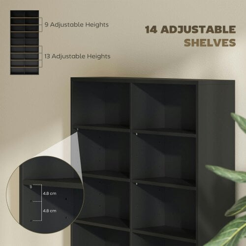 Wyld Haus Sezi Wood Black Tall Media Storage Tower With 640 Disc Capacity