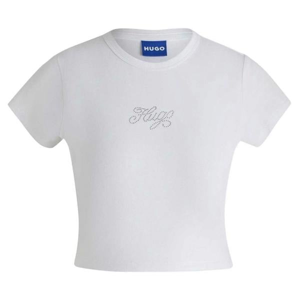Hugo Womens/Ladies Crew Neck Slim Crop T-Shirt - White - 