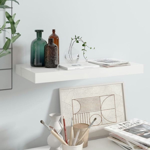 Berkfield Floating Wall Shelf High Gloss White 50x23x3.8 cm MDF