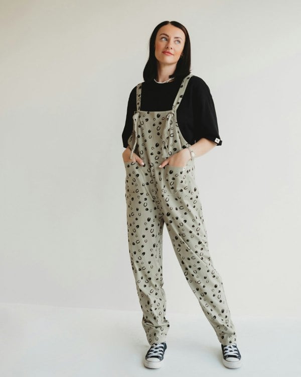 Lila Grey Equestrian Print Dungarees- image 1