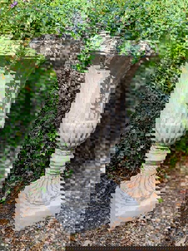 Single Large Fluted Stone Garden Vase