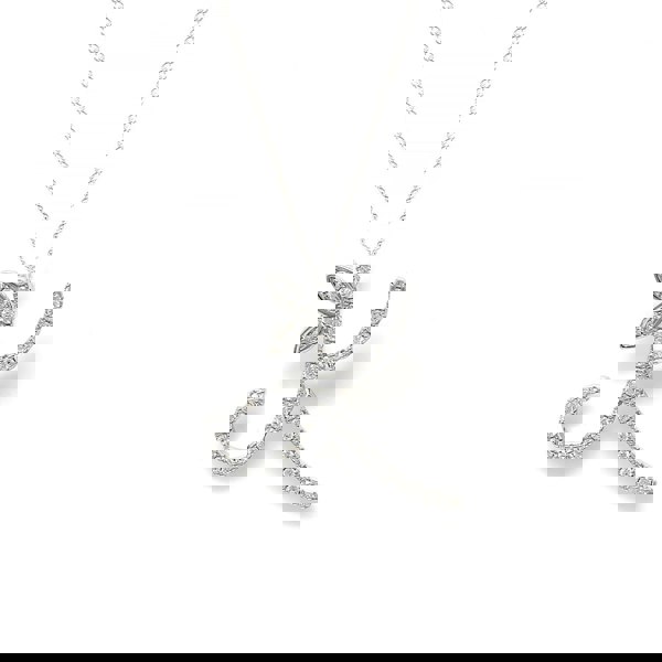 Say It With 1 Inch Winged Full CZ Stones Initial Necklace - Sterling Silver