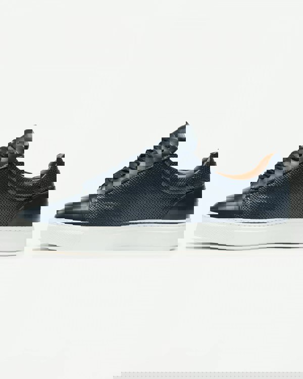 Oliver Sweeney Almada Mens Perforated Leather Trainers - Navy