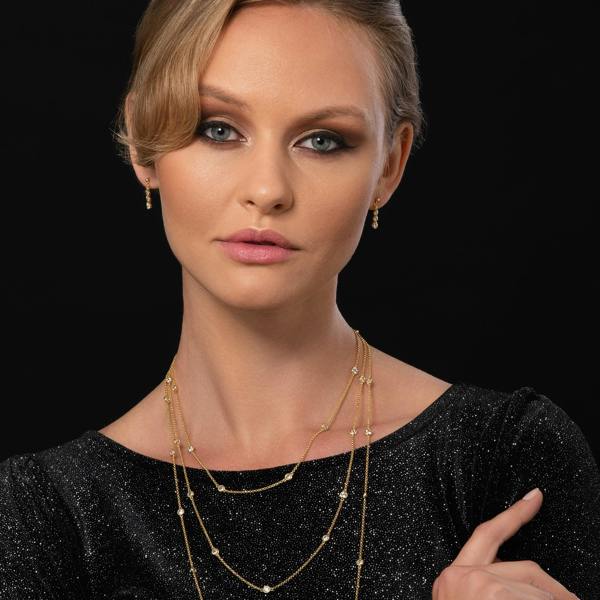 namana Gold Dainty Drop Earrings For Women with 4 Sparkling Cubic Zirconia Stones