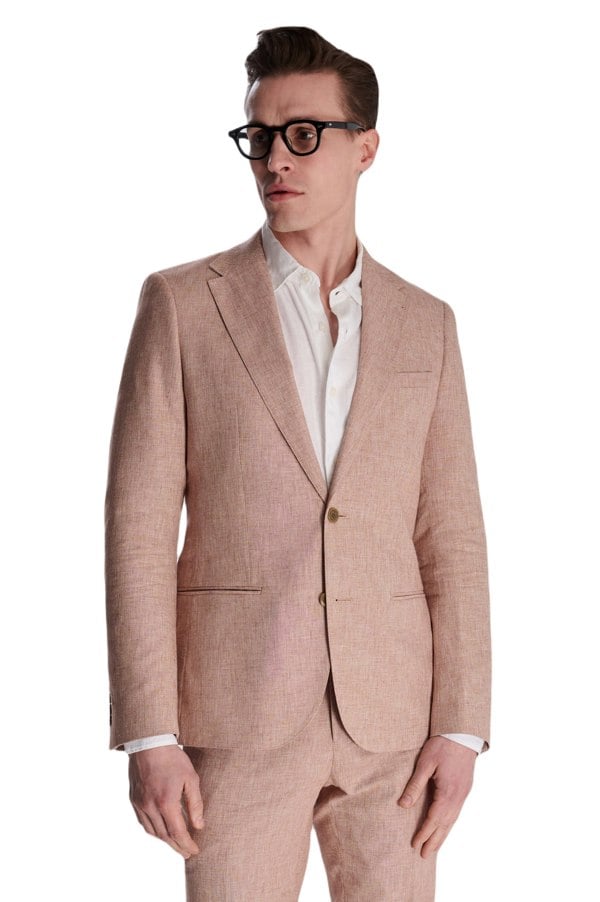 Harry Brown London Giacomo Slim Fit Cotton Linen Suit Jacket in Rust