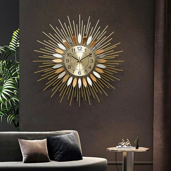 Miller Round Art Deco Wall Clock, Silent Clock, Gold & Silver-Weilai-Weilai Concept