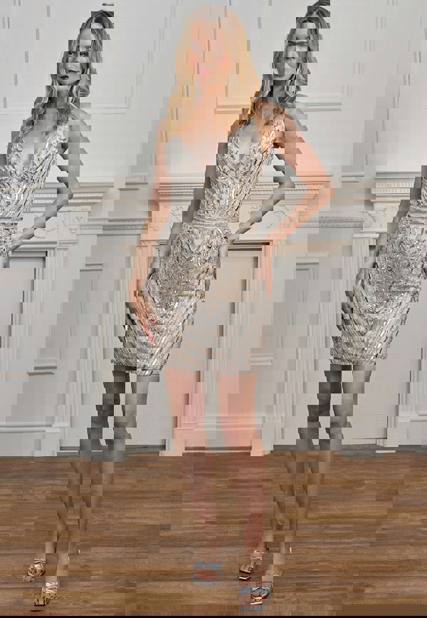 ANGELEYE Sequin Embellished Mini Dress - Silver