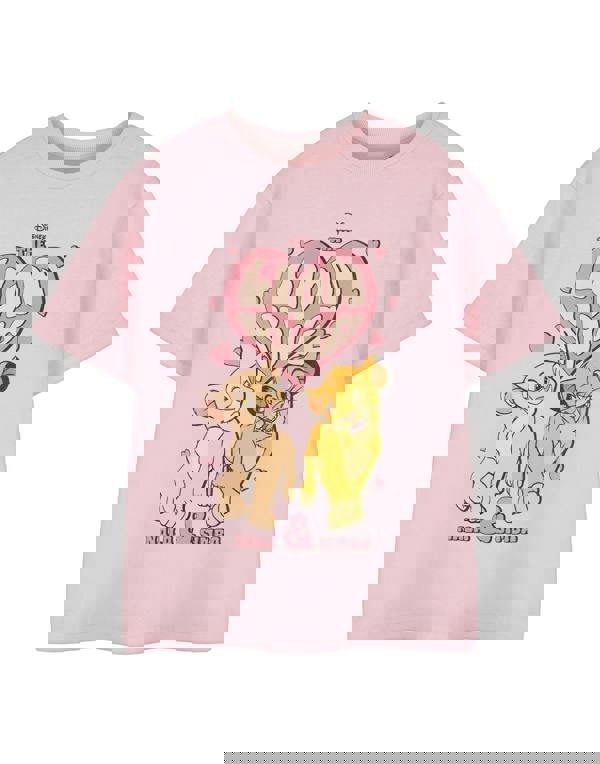 Disney Lion King Girls Pink Heart Short Sleeved T-Shirt