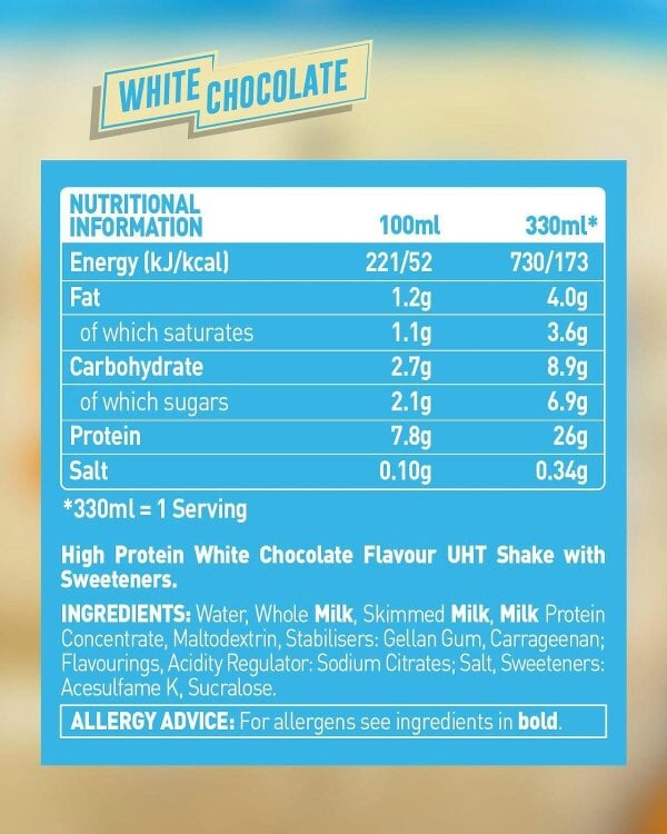 Grenade White Chocolate High Protein Shake, 8 x 330 ml