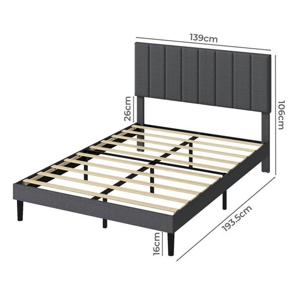 Levede Bed Frame Double Upholstered  Foam Headboard Soft Linen Fabric Wooden