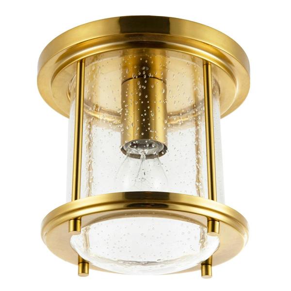 Vintage Industrial Ceiling Light in Satin Gold with Clear Bubble Glass Image 1