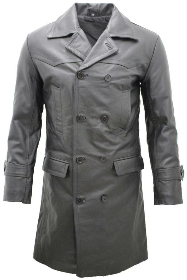 Infinity Leather Mens Cowhide Leather Peacoat-Dortmund