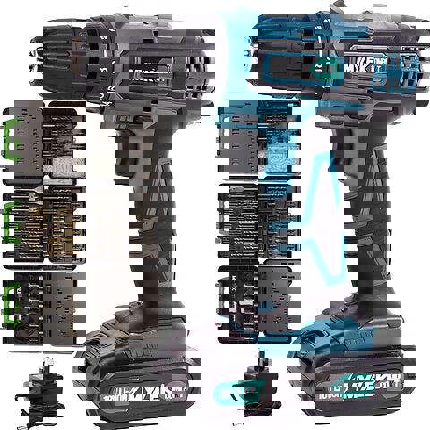 MYLEK VCB Cordless Drill with MYLEK 4ORCE 204 Piece Accessory Kit