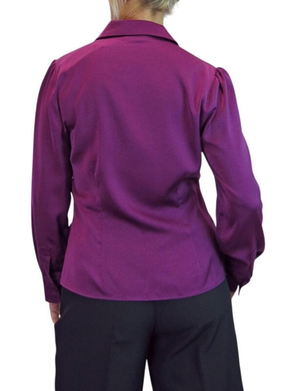 Paulo Due Women's Long Sleeve Tie Front Satin Blouse Shirt