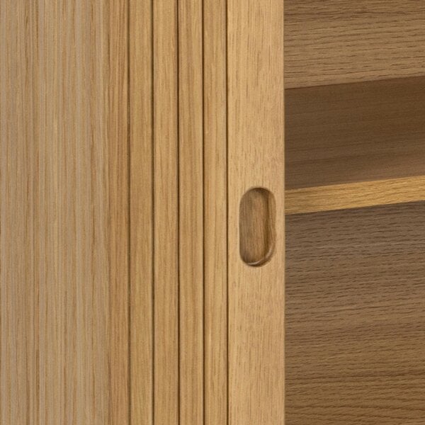 Wyld Haus Copenhagen Natural Oak Wooden Etched Sideboard 2 Tambour Doors