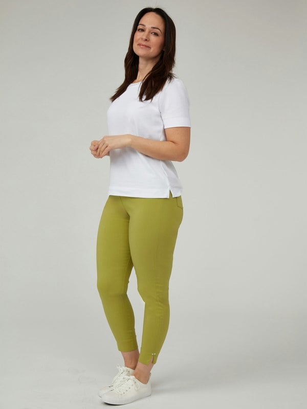 PennyPlain Cropped Bengaline Ankle Grazer Trousers - Pistachio