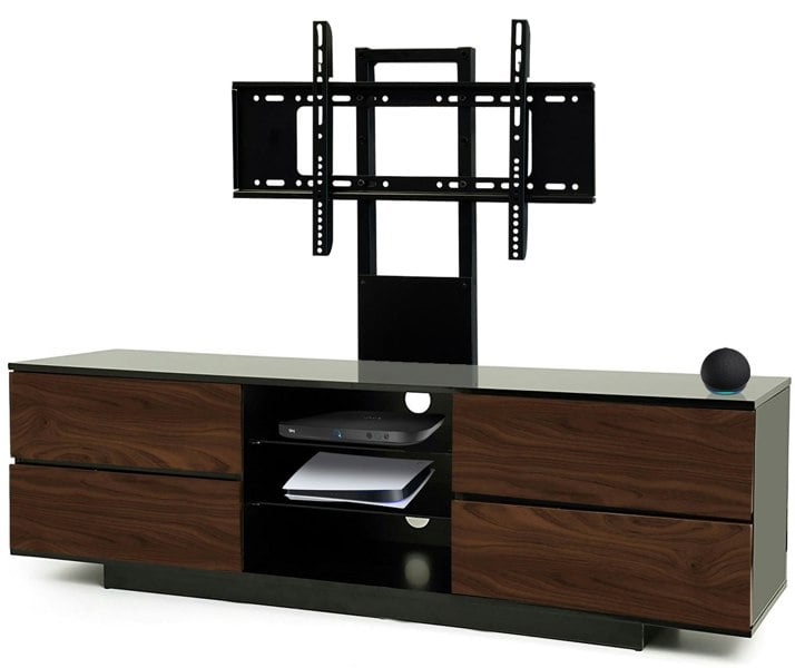 Centurion Supports AVITUS Gloss Black with 4-Walnut Drawers for up to 65" LED/LCD/Plasma TV Stand with Mounting Arm