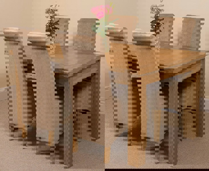 That's Furniture Seattle Oak Extending Dining Table with Montana Fabric Chairs