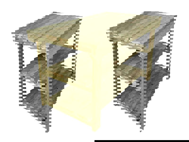 Wooden Super Heavy Duty Indoor/Outdoor Workbench 3ft-Depth Double Shelf, Sturdy Workstation for Garages, Sheds, and Workshops