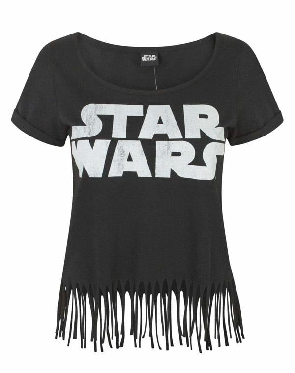 Star Wars Womens Black Logo Fringe Short Sleeved T-Shirt