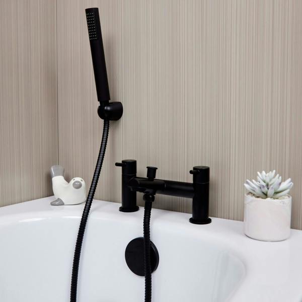Flode Runn | Bath Shower Mixer | Including Handset and Holder | Matt Black