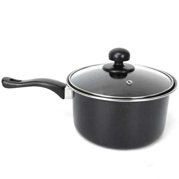 Gr8 Home Black 7 Piece Non Stick Cookware Set Cooking Pot Frying Pan Saucepan With Lids