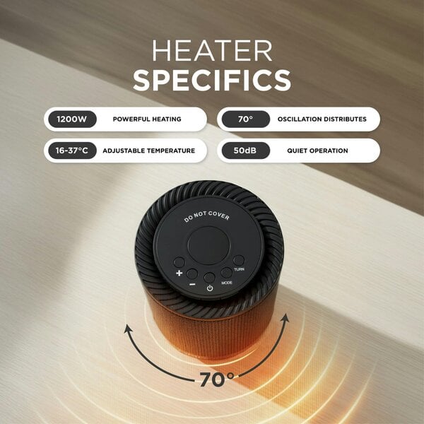 DMD Collective 9" Ceramic Space Heater with Oscillation & Timer 1200W