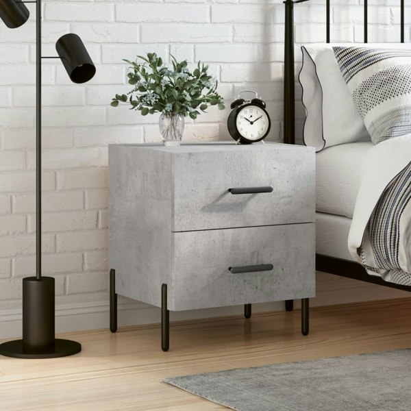 Berkfield Bedside Cabinet Concrete Grey 40x35x47.5 cm Engineered Wood