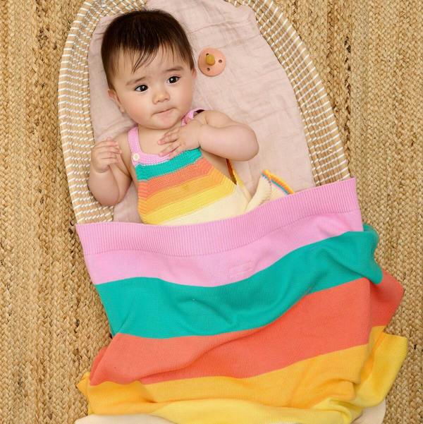 The Bonnie Mob Bobby - Pink Rainbow Stripe Shawl