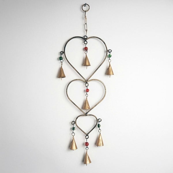Paper High Recycled Iron Heart and Bells Wind Chime