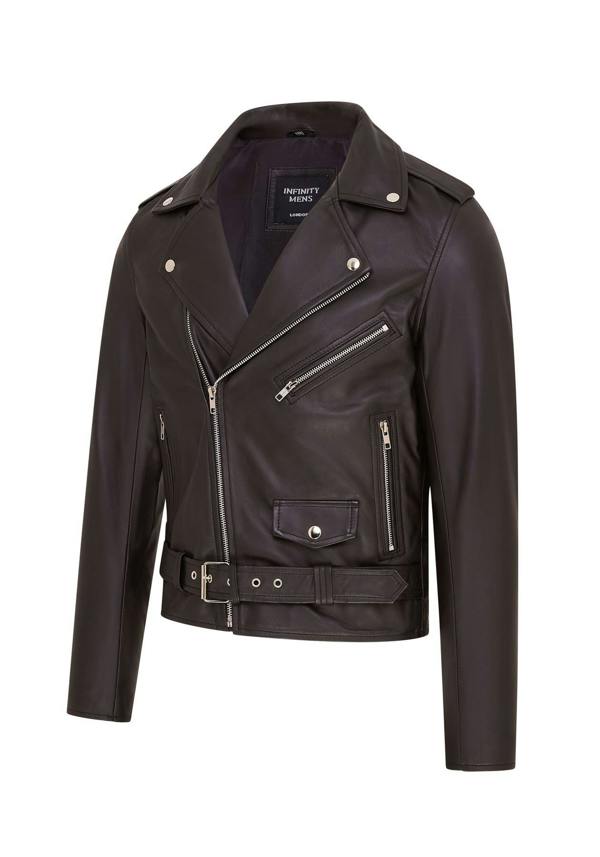 Infinity Leather Mens Classic Brando Leather Biker Jacket - Heinola