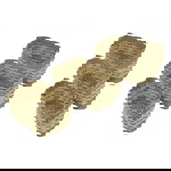 JVL Palma Natural Woven Storage Baskets for Home Organisation, Set of 3, Brown