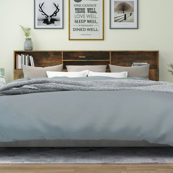 Berkfield Headboard Cabinet Smoked Oak 220x19x103.5 cm