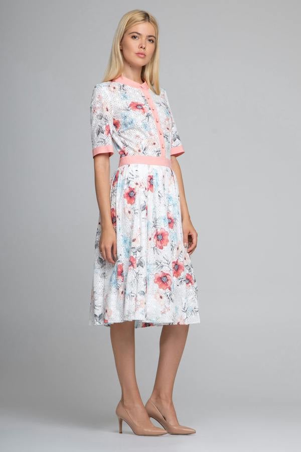 Rumour London Toscana floral print broderie anglaise midi dress in pink