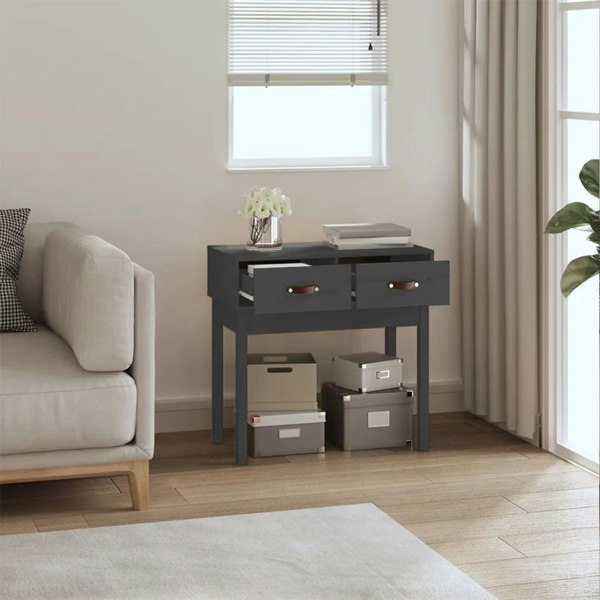 Berkfield Console Table Grey 76.5x40x75 cm Solid Wood Pine