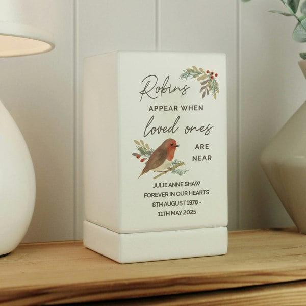 Personalised Memento Company Personalised Robins Appear Small Wooden Urn