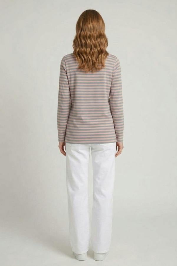 Pink | Striped Relaxed Long Sleeve Top