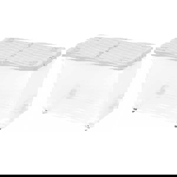 1 x Strong 30 Litre Wheeled Plastic Container For Home & Office Complete With Folding Split Lid