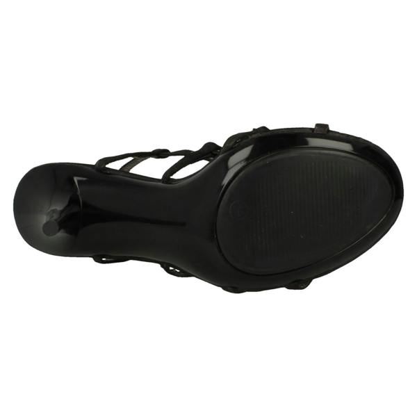 Spot On Ladies Spot On High Heel Diamante X Strap Sandals F1749