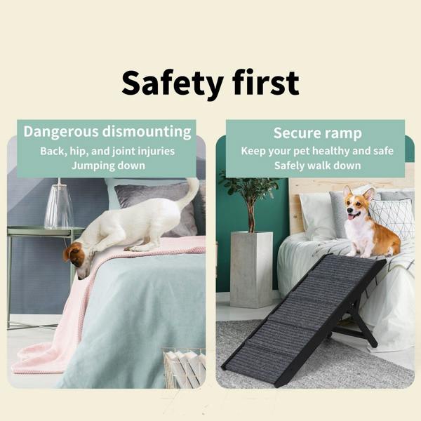 Skylos Folding Dog Ramp 90cm Pet Stair for Bed Sofa 33-45cm Height Adjustable